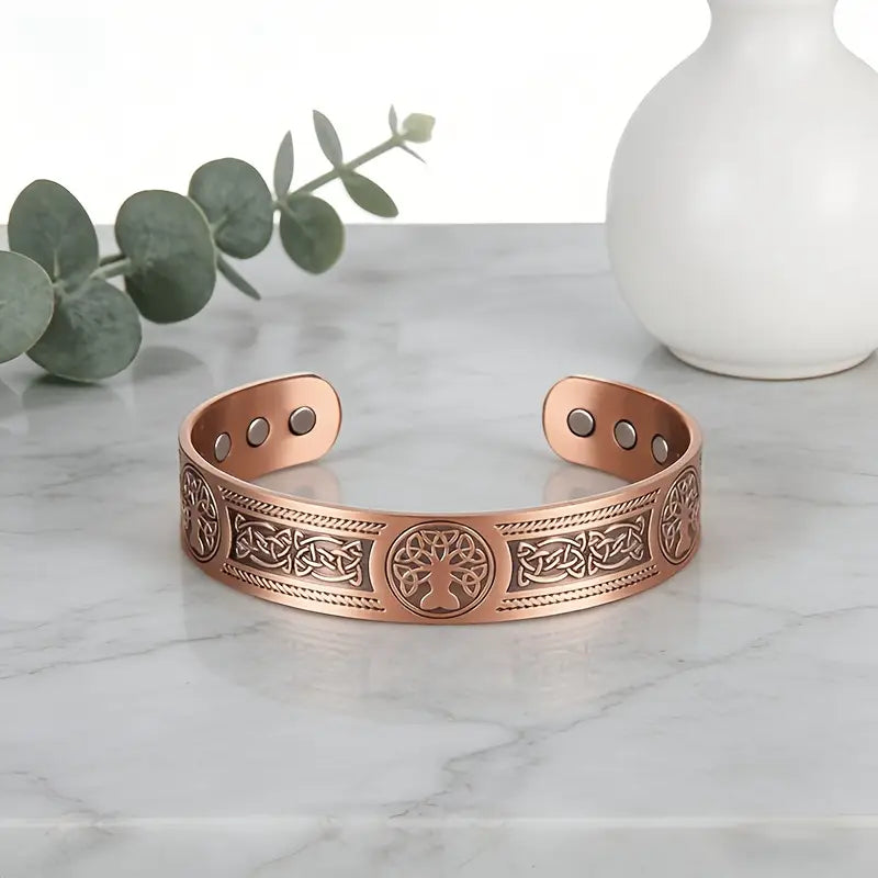 Adjustable Ultra Strength Pure Copper Magnetic Bracelet (99.99% Copper) Celtic Tree of Life Design