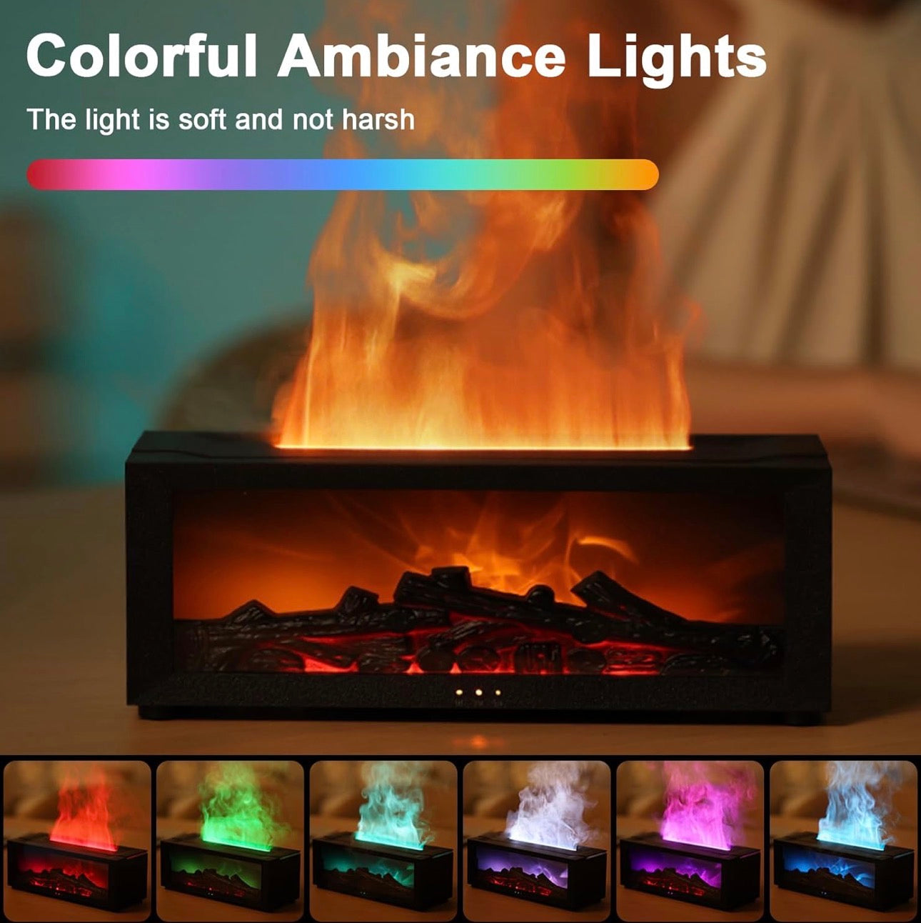 7 Color Fireplace Humidifier & Diffuser + Remote