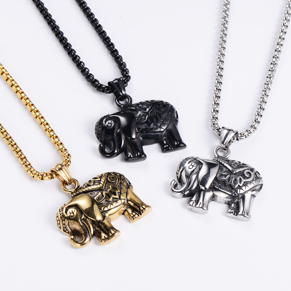 Stainless Steel Lucky Elephant Necklace