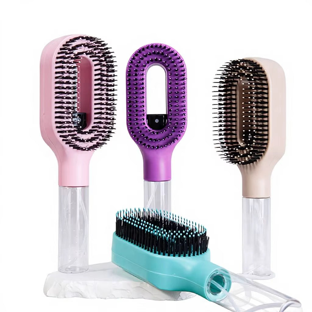2-in-1 Ionic Hair Mist Brush with Built-In Spray Bottle – Pink