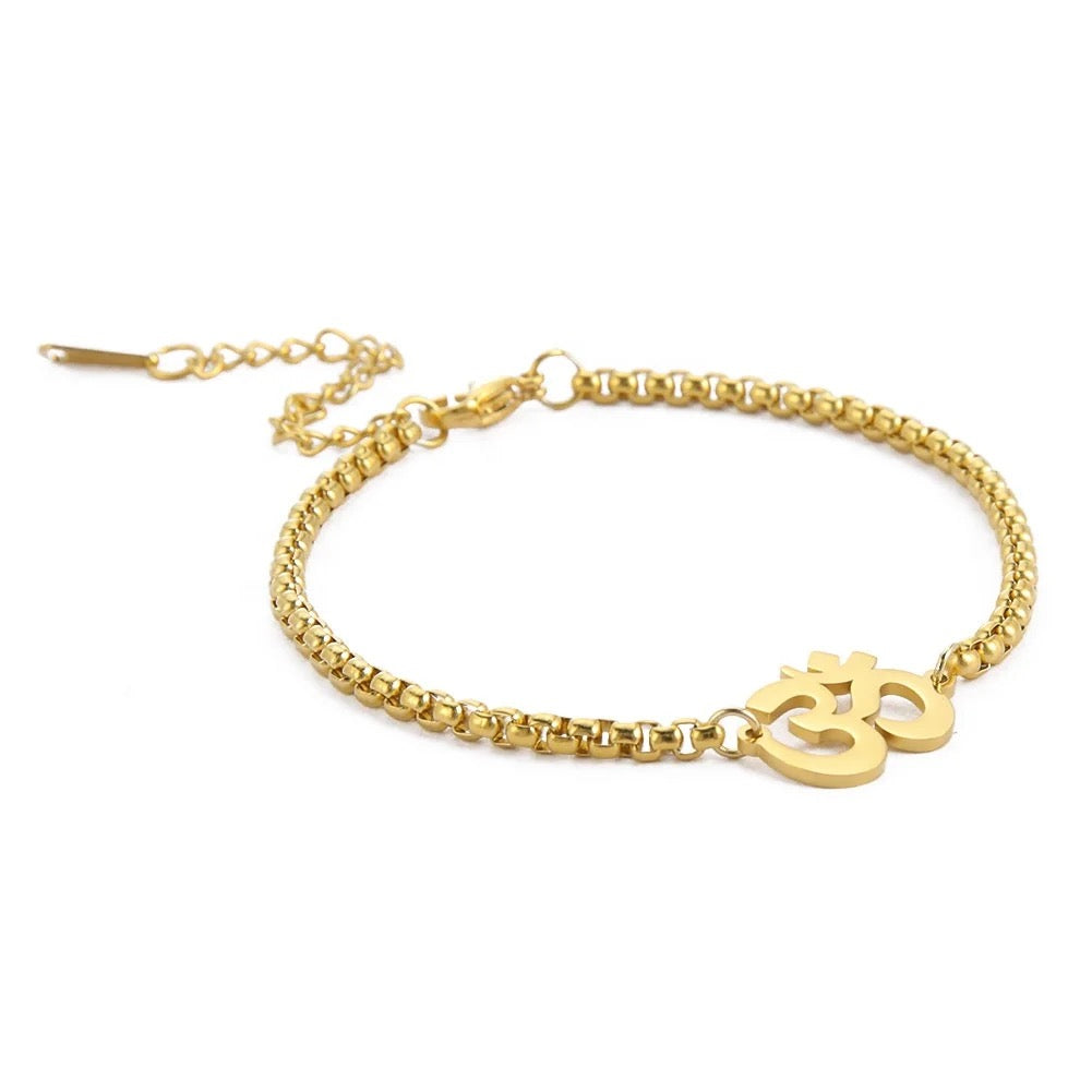 Stainless Steel Hindu “OM” Symbol Adjustable Bracelet