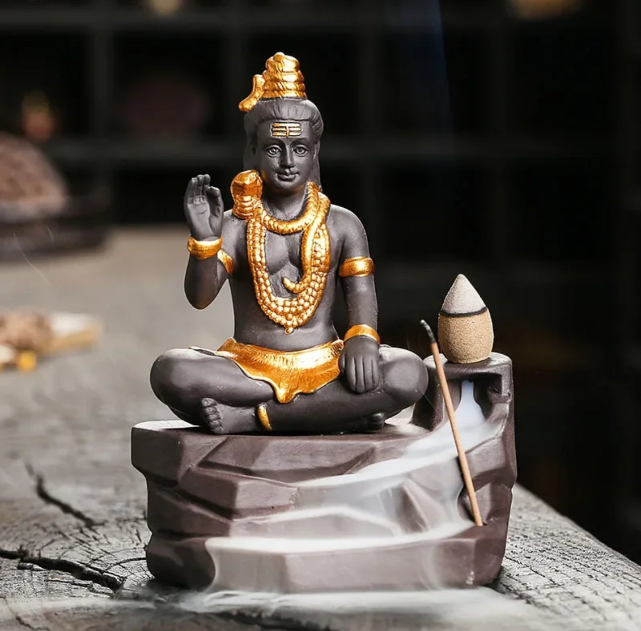 Lord Shiva Incense Holder + 10 Free Back-Flow Incense Cones