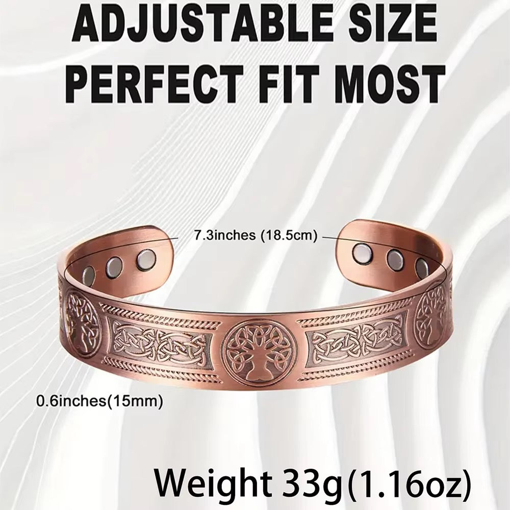 Adjustable Ultra Strength Pure Copper Magnetic Bracelet (99.99% Copper) Celtic Tree of Life Design