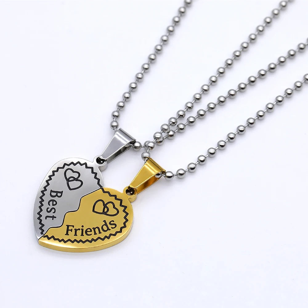 Stainless Steel Best Friends Distance Necklace 2pc