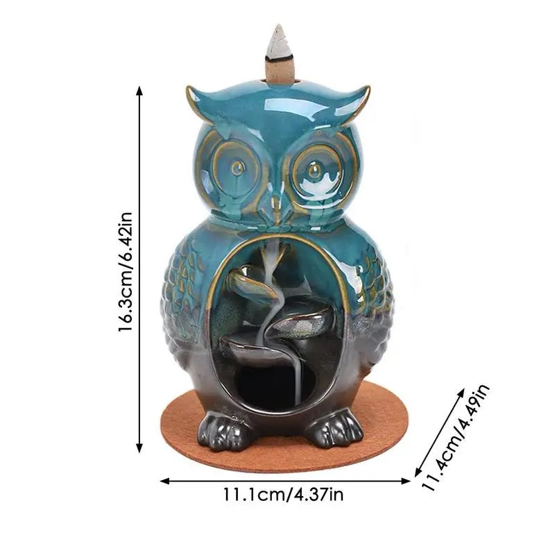 Owl Incense Holder +10 Free Back-Flow Incense