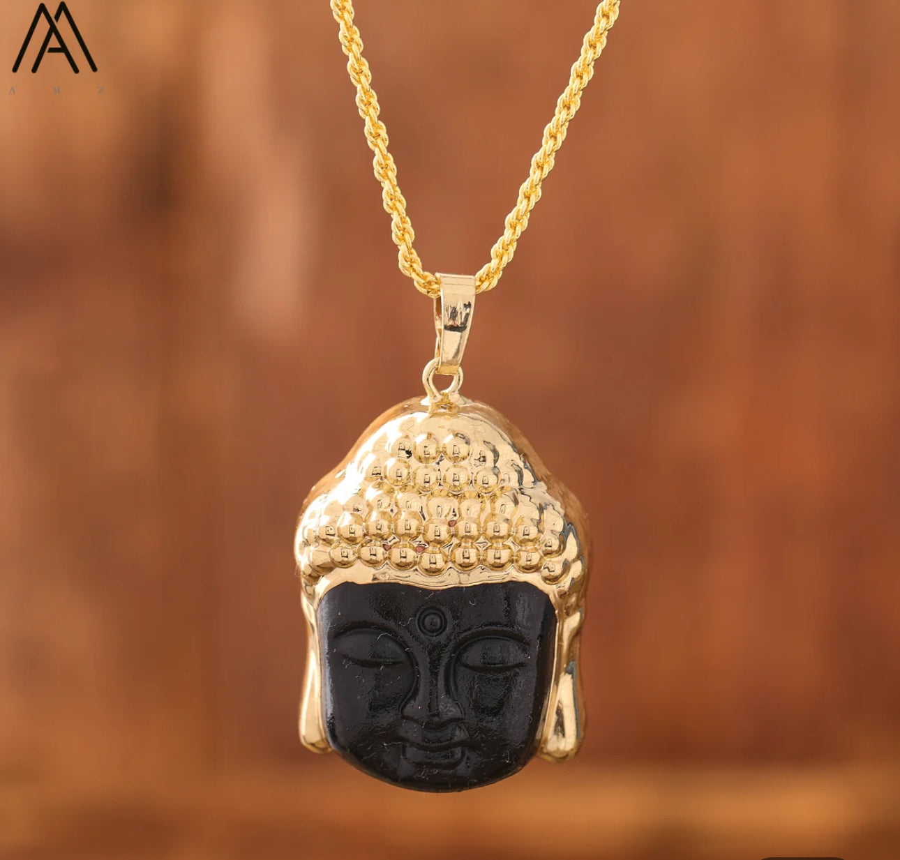 Buddha Head Natural Stone Crystal Necklace