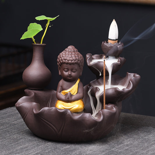 Buddha Incense Holder + 10 Free Back-Flow Incense