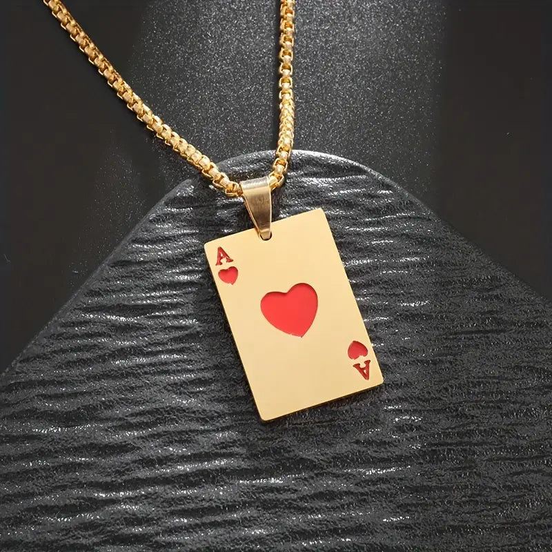 Stainless Steel Ace Of Spades Necklace