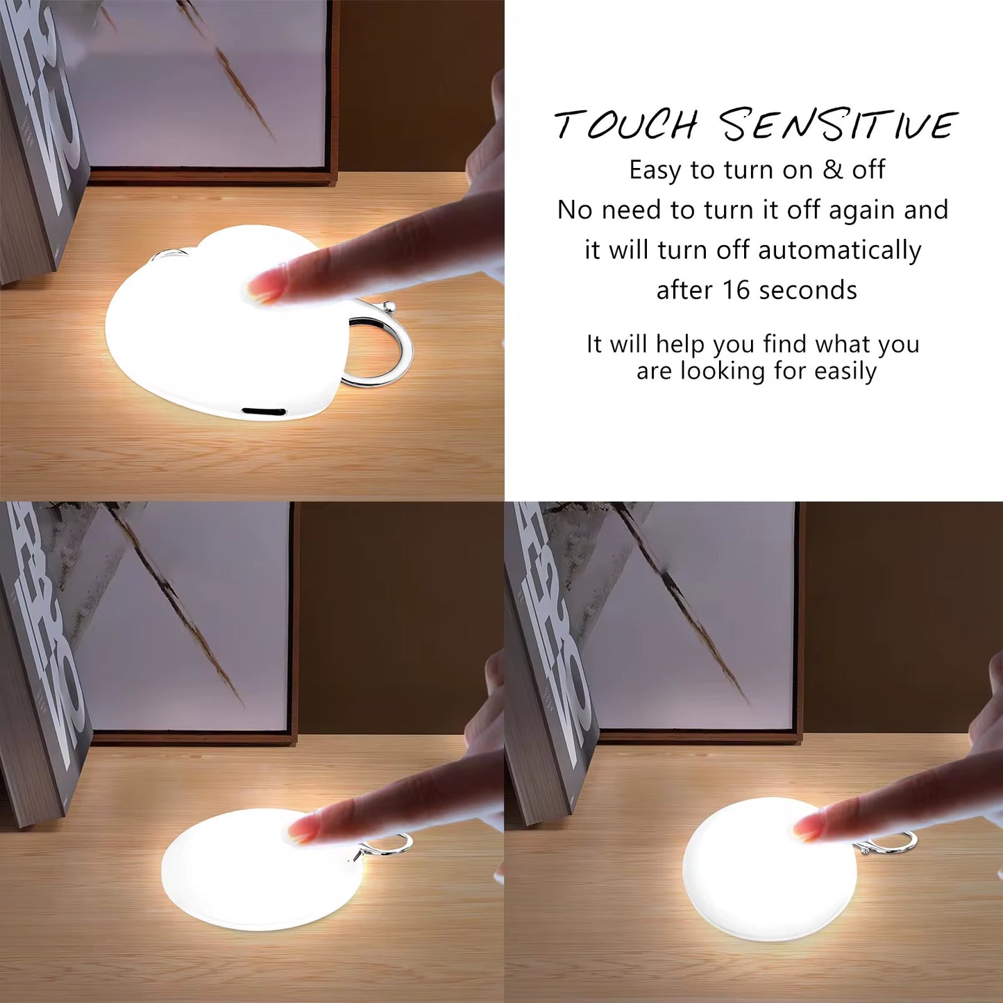 LED Heart Hand Bag Sensor Touch Lamp (USB Rechargeable)