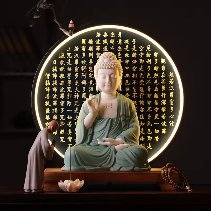 Buddha Back-Flow Incense Holder & Ring Light Ornamental Set