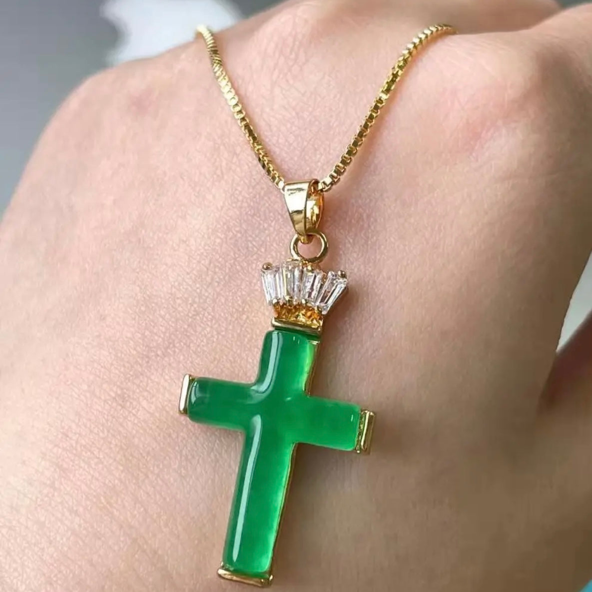 Jade Cross Necklace