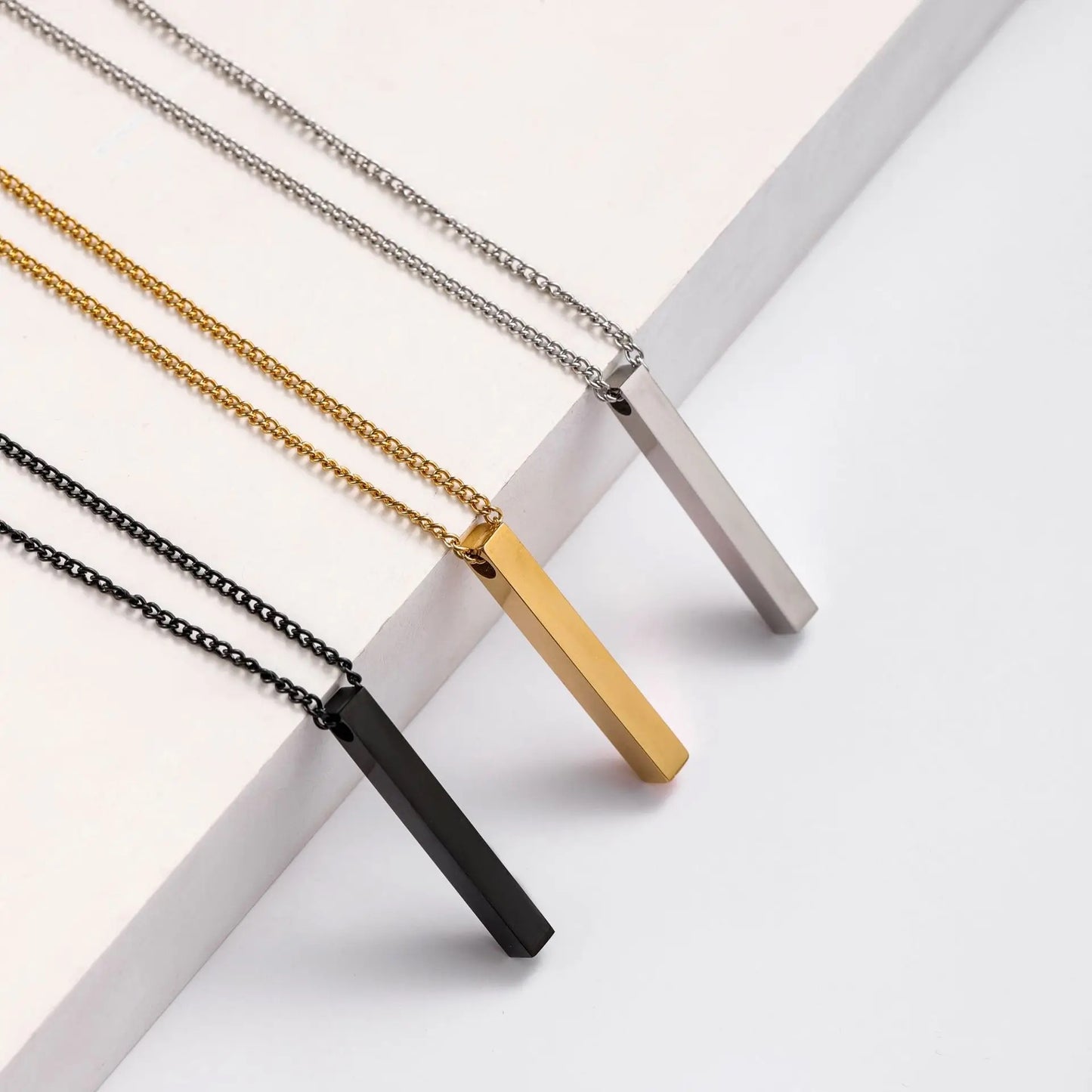 Customizable Stainless Steel Geometric Necklace with Engraving