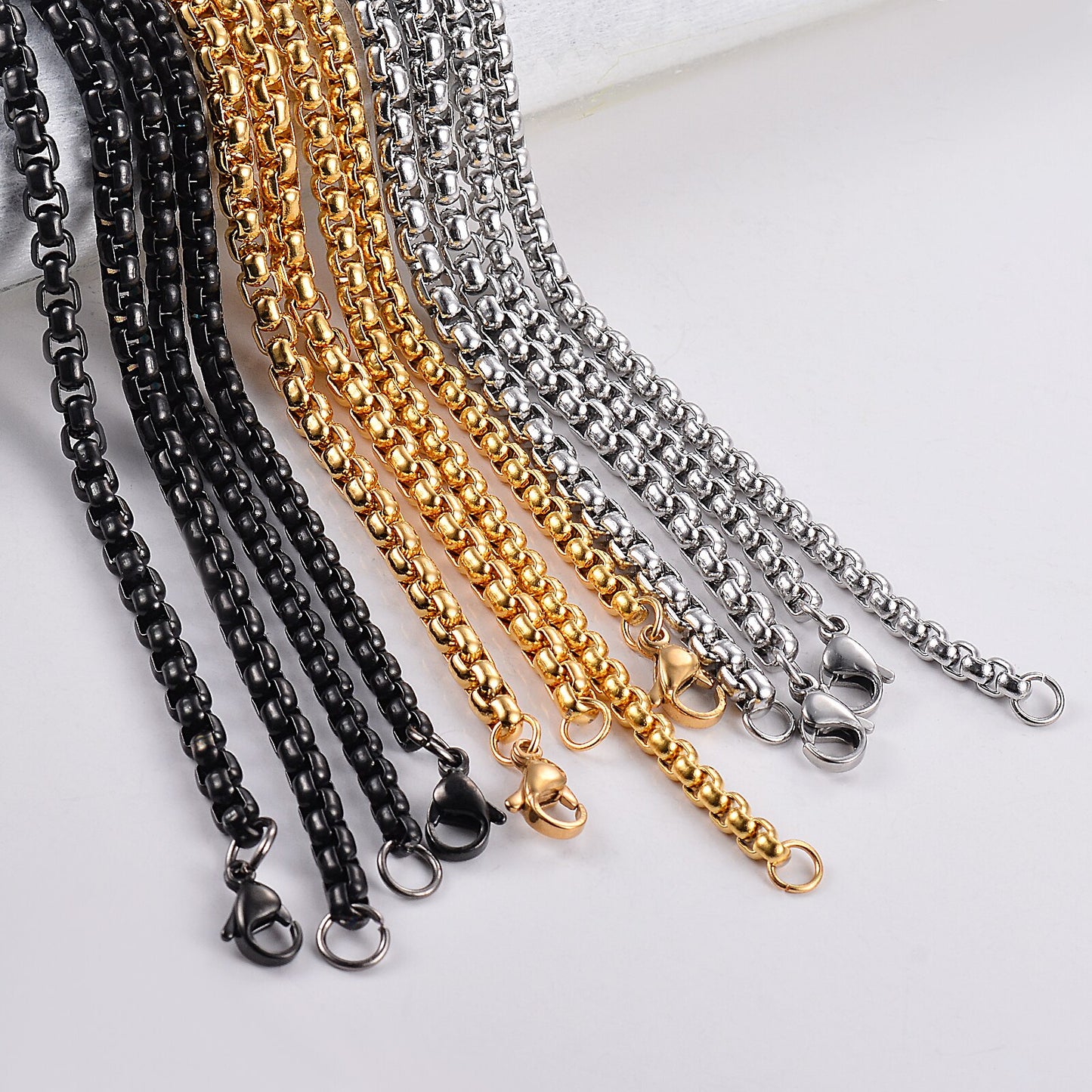 Stainless Steel Round Box Chain (3MM-60CM)