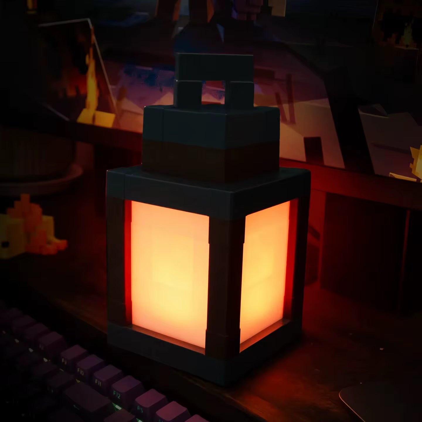 Minecraft Pixelated LED Wall Lantern Lamp + Remote Control