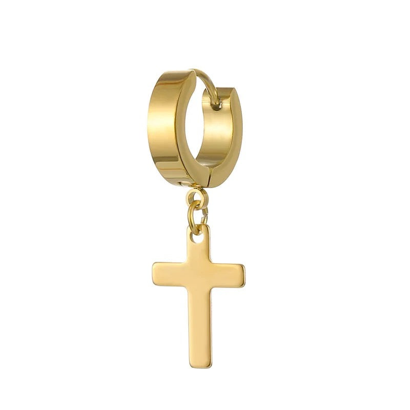 Unisex-Men’s Stainless Steel Cross Earrings