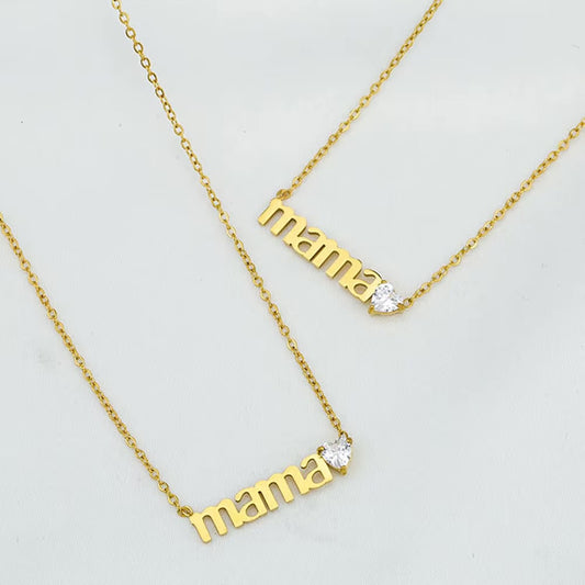 High Quality Stainless Steel ‘Mama’ Zircon Necklace