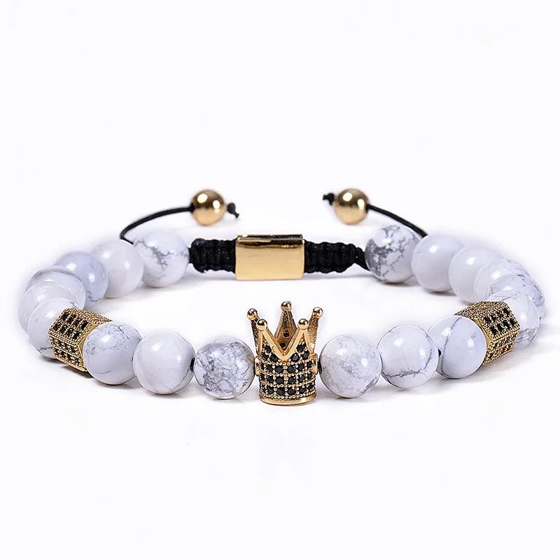 Natural Stone Royal Roman Crown Bracelets (8MM)