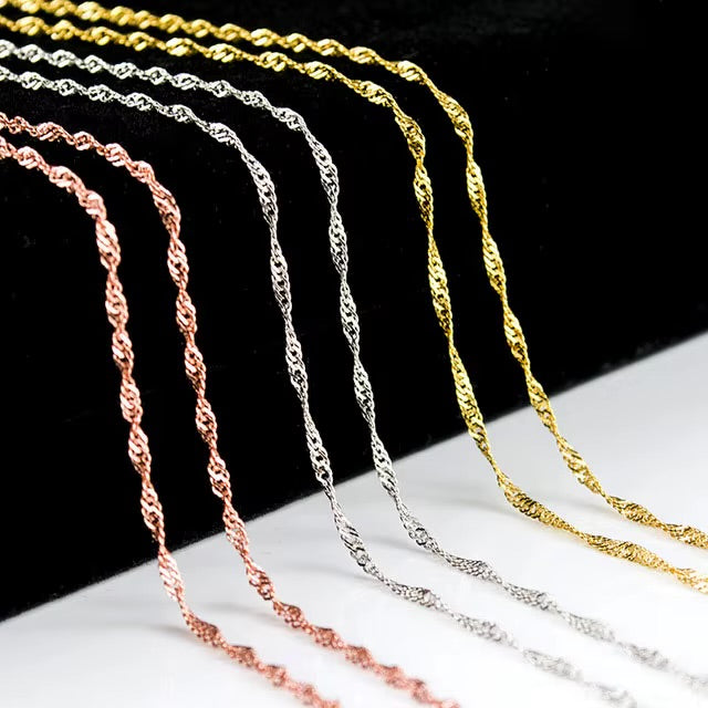 High Quality Stainless Steel Dainty Water Wave Chain (50cm Length)