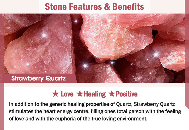 Natural Strawberry Quartz Crystal Money Bag Charm Positive Bracelet (8mm)