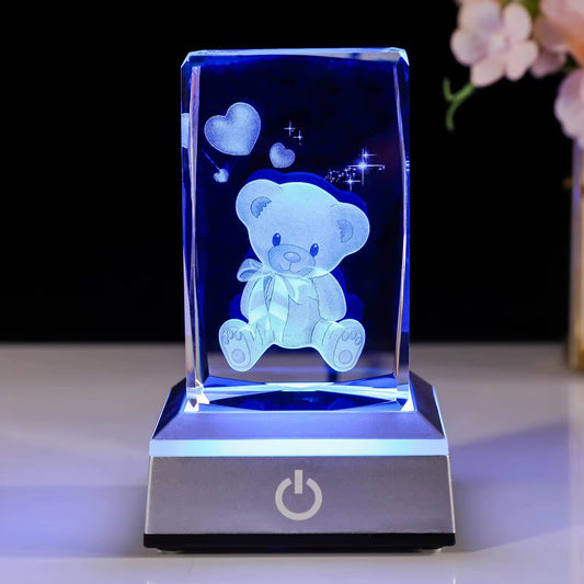 K9 Glass Crystal 3D Laser Engraved Teddy Bear Lamp