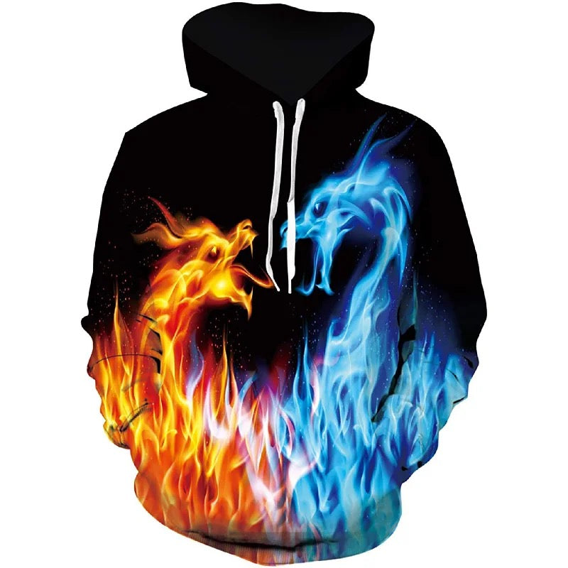 3D Printed Fire Dragon Hoodie Design