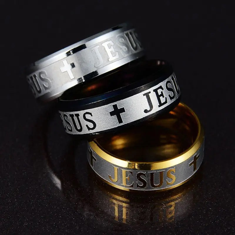 Stainless Steel “Jesus” Religious Christian Rings