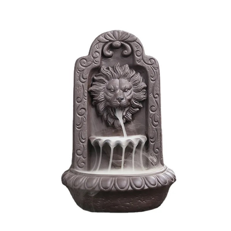 Lion Wall Incense Holder + 10 Free Back-Flow Incense Cones.