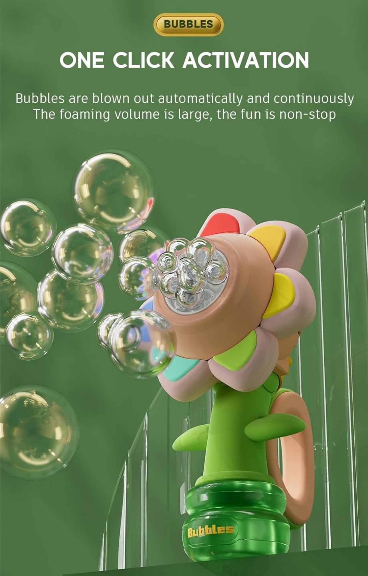 Electric Seven Color Dancing Flower Shaking Head Rotating Automatic Bubble Machine