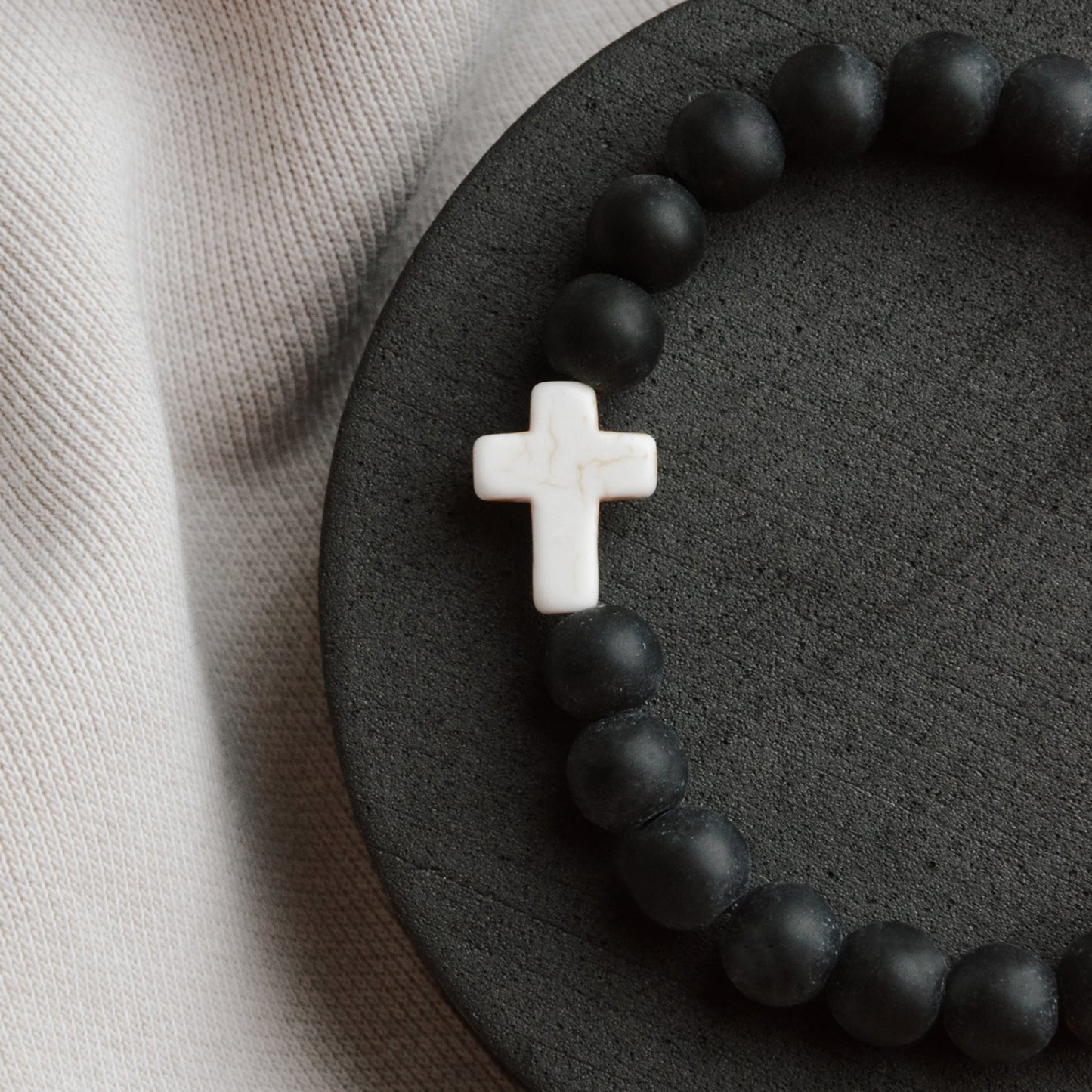 Natural Stone Cross Distance Bracelets 2pc