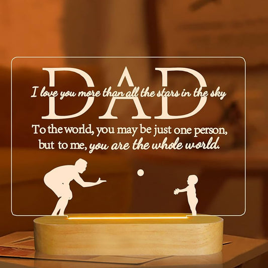Father’s Love 3D Acrylic Night Lamp With Wooden Base