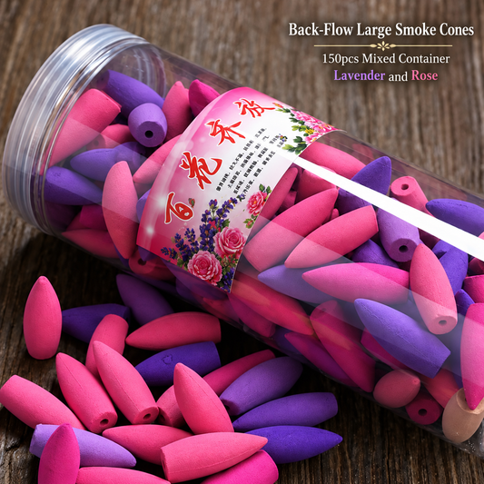 Natural Back-Flow Large Smoke Cones - 150pcs Mixed Container (Mild Scented)
