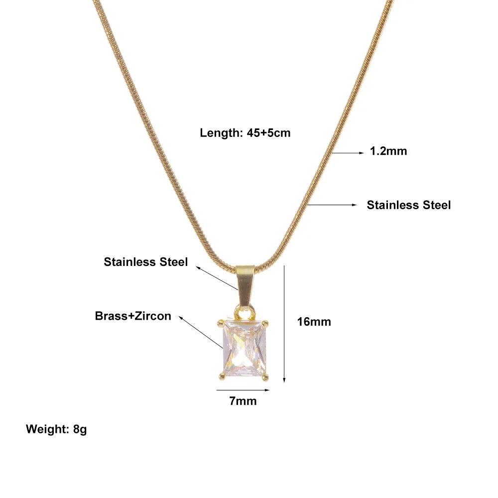 Stainless Steel Zircon Stone Necklace