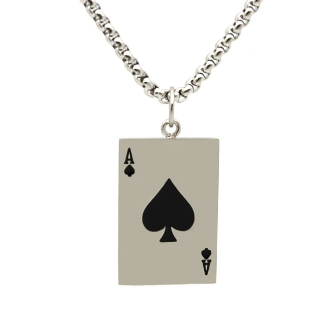 Stainless Steel Ace Of Spades Necklace