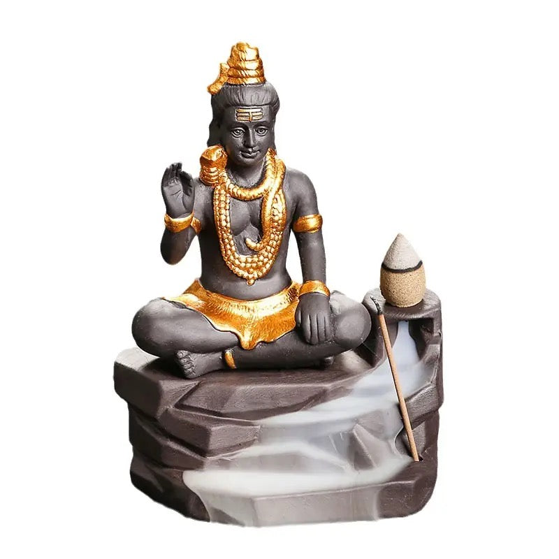 Lord Shiva Incense Holder + 10 Free Back-Flow Incense Cones