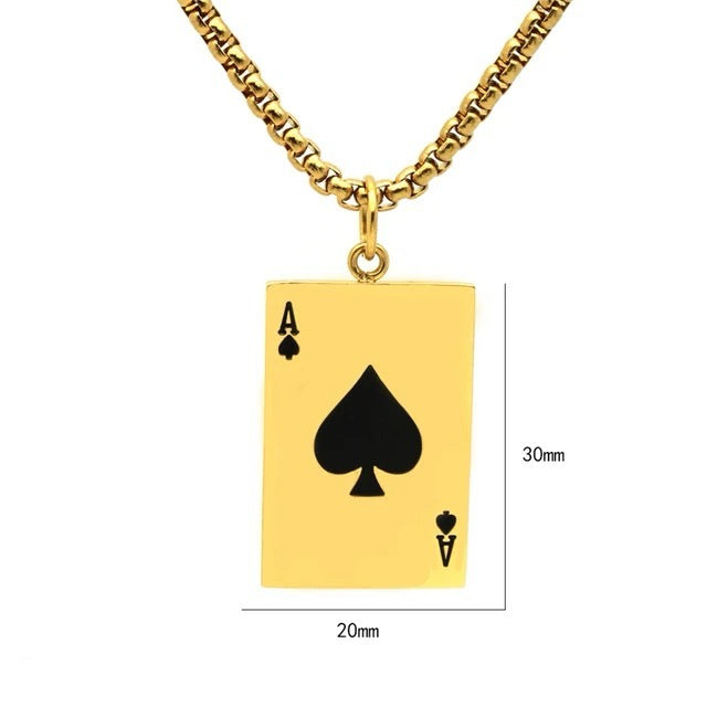 Stainless Steel Ace Of Spades Necklace