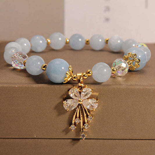 (Copy) Jade Leaf Aquamarine Charm Bracelet (8mm)