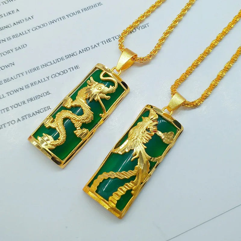 Jade Dragon & Phoenix Necklace