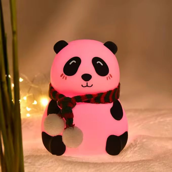 Adorable Squishy Silicone Animal Night Light (Panda with Scarf)
