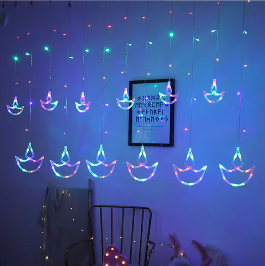 Hindu Deya Curtain LED String Lights