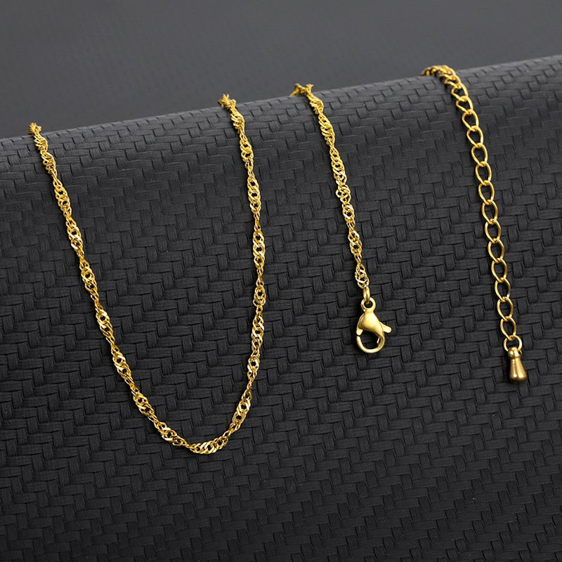 High Quality Stainless Steel Dainty Water Wave Chain (50cm Length)