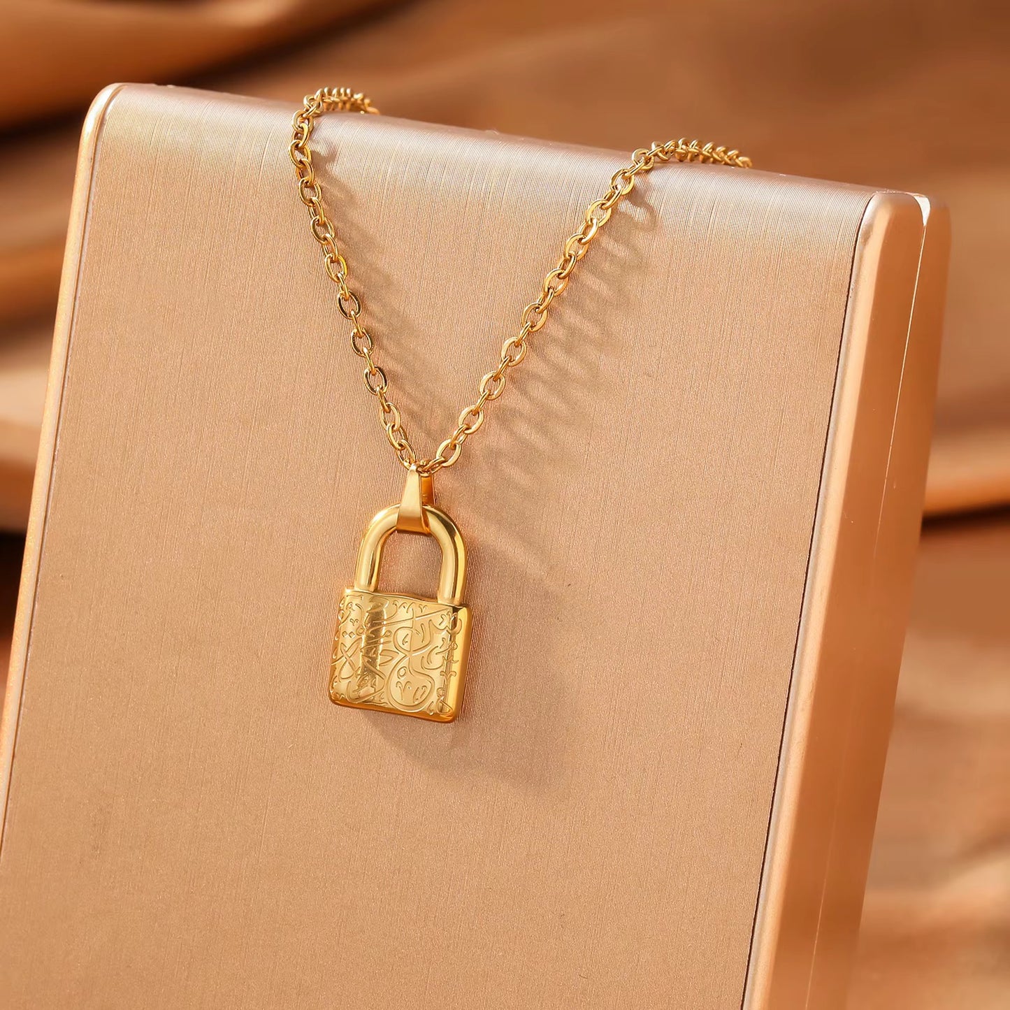 Arabic Happiness Lock & Key Stainless Steel Necklace