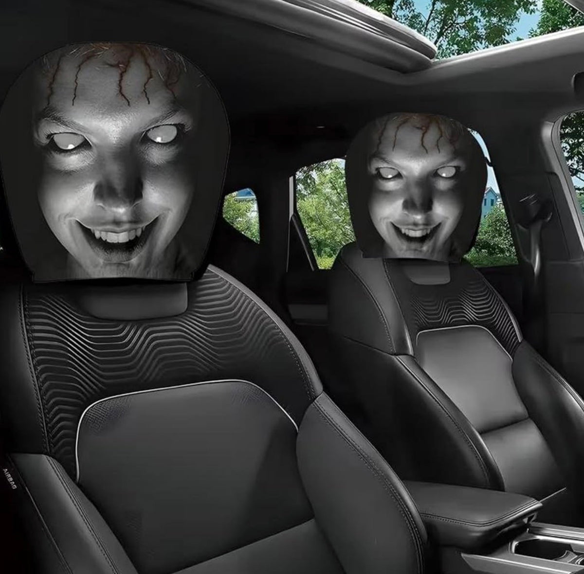 Halloween Scary Face Car Headrest Covers – 2 Piece Set