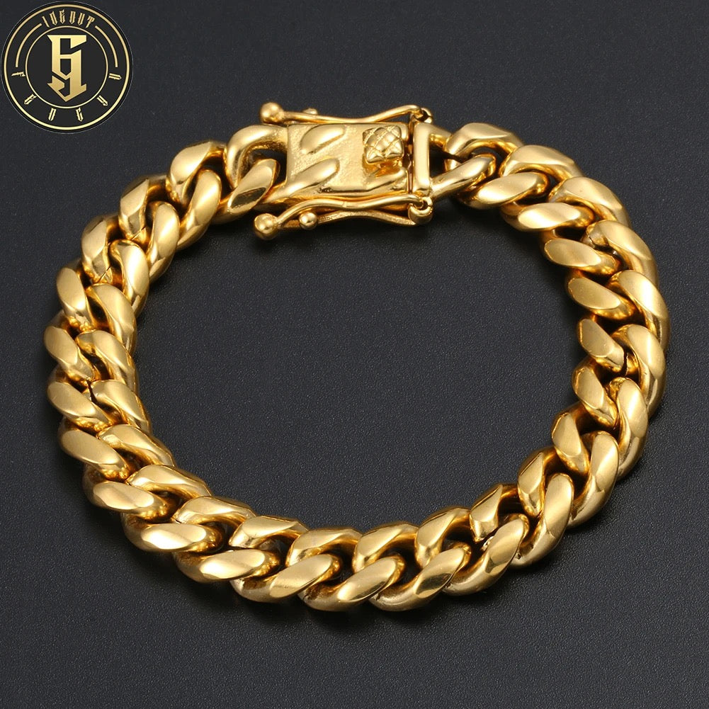 Thick Stainless Steel Cuban Link (Gold)