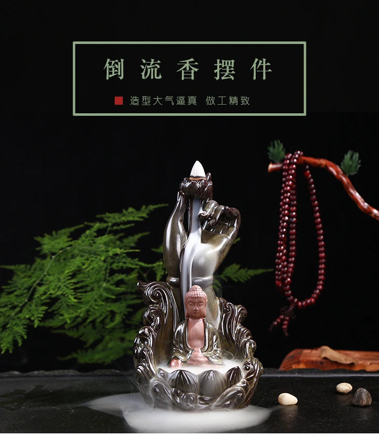 Buddha Incense Holder + 10 Free Back-Flow Incense