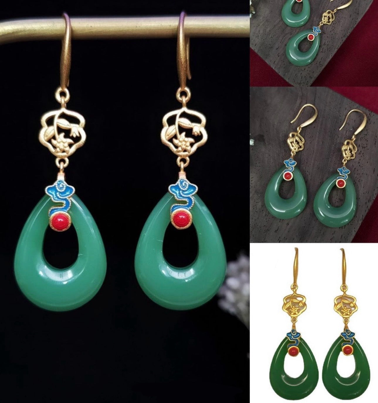 Women Jade Blessings Earrings