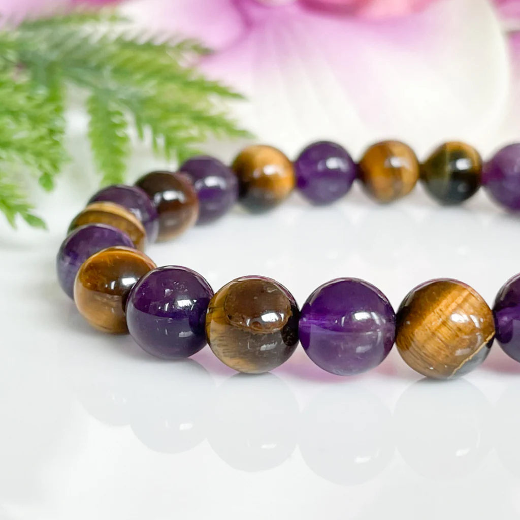 Tiger Eye + Amethyst Protection & Healing Bracelet