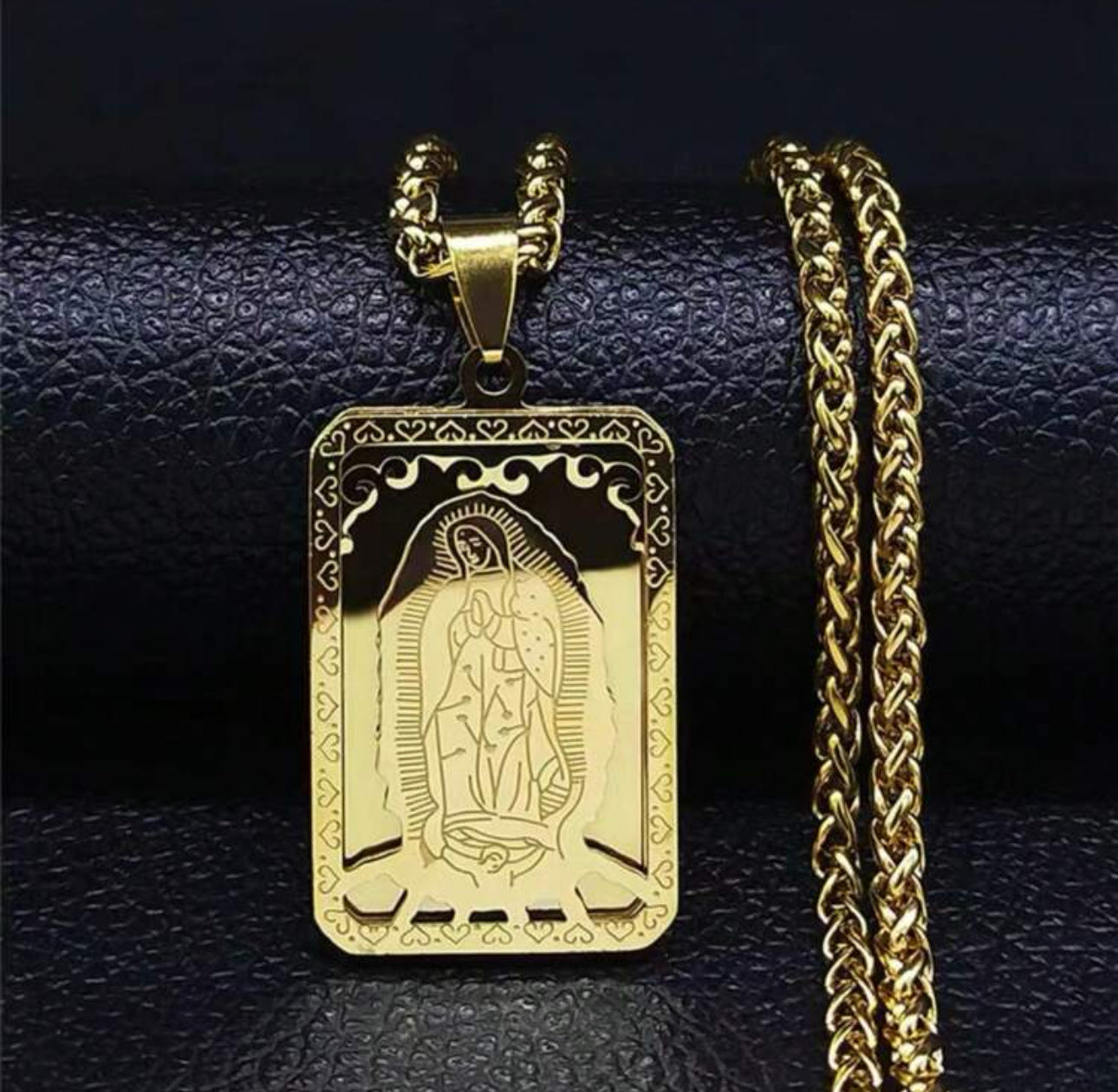 Hail Virgin Mary Shrine Necklace Lady of Guadalupe - Religious Jewelry