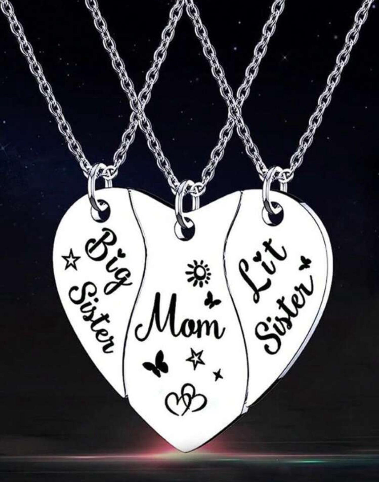 Stainless Steel Daughters and Mom Necklace 3pc