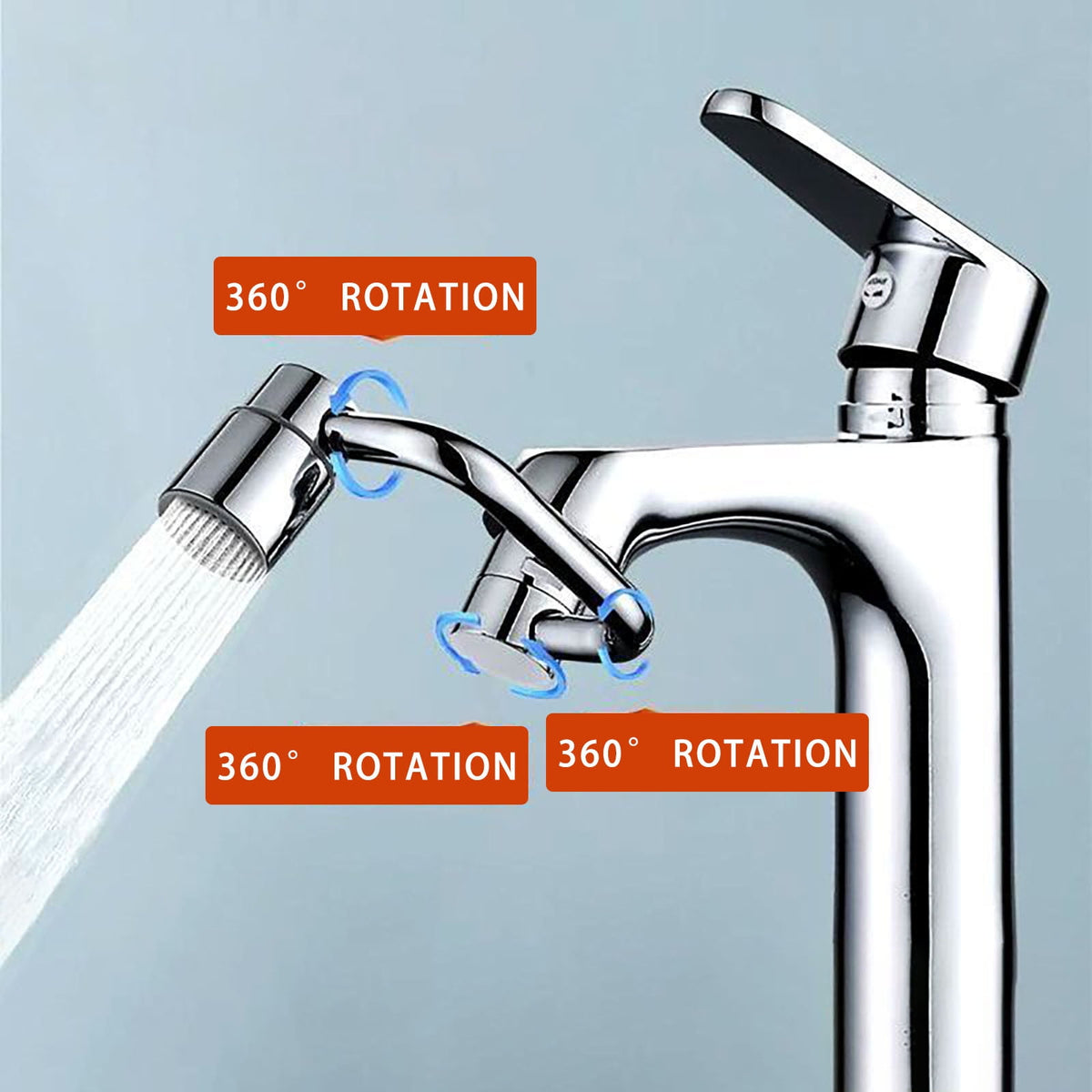 360° Stainless Steel Faucet Extender and Aerator with 2 Spray Modes