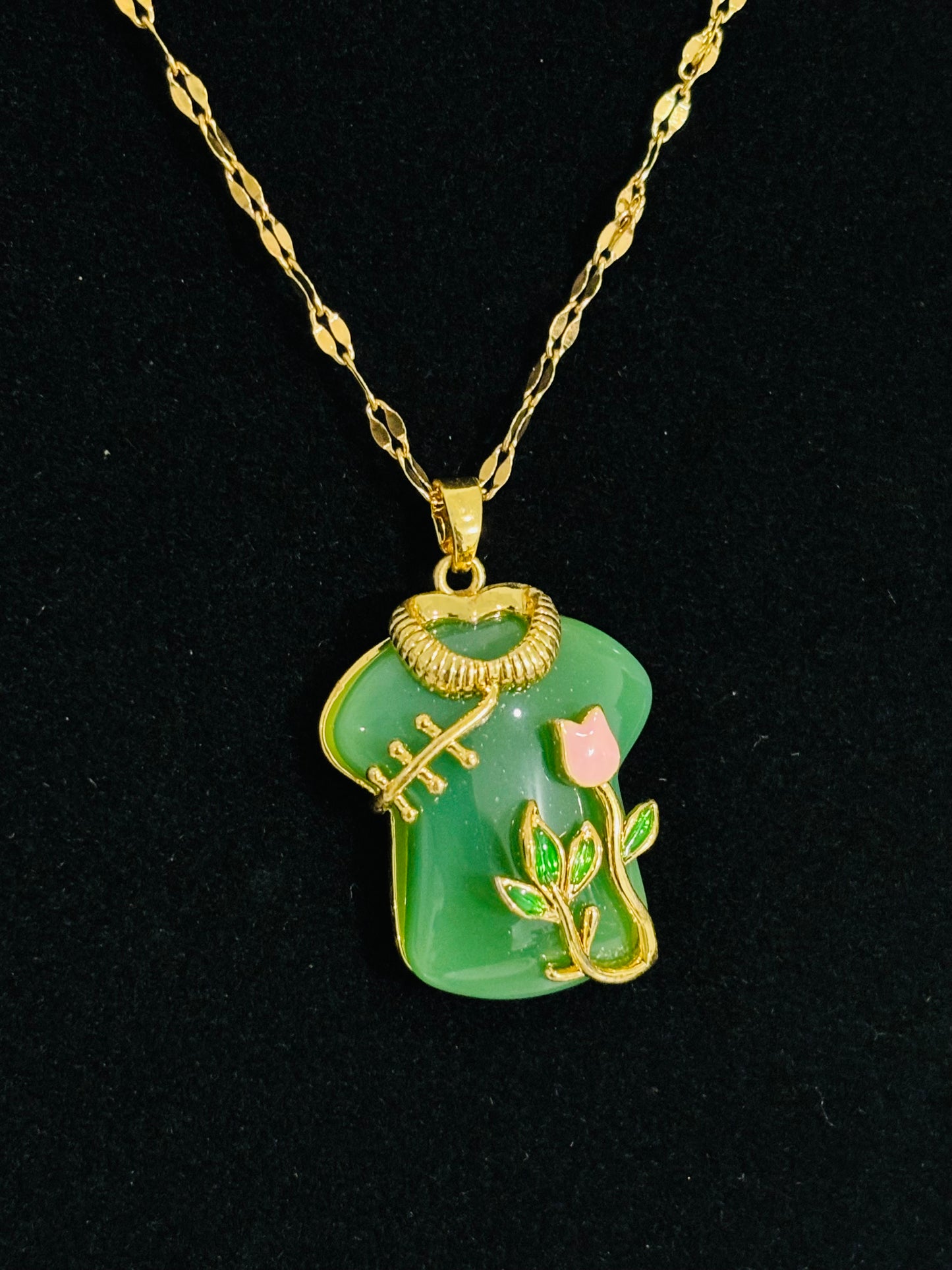 Cute Gipao Gown Jade Necklace